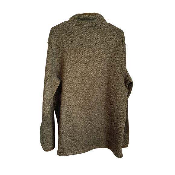 Weatherproof Men's Large Quarter Zip Tweed Look Brown Pullover - Picture 2 of 4